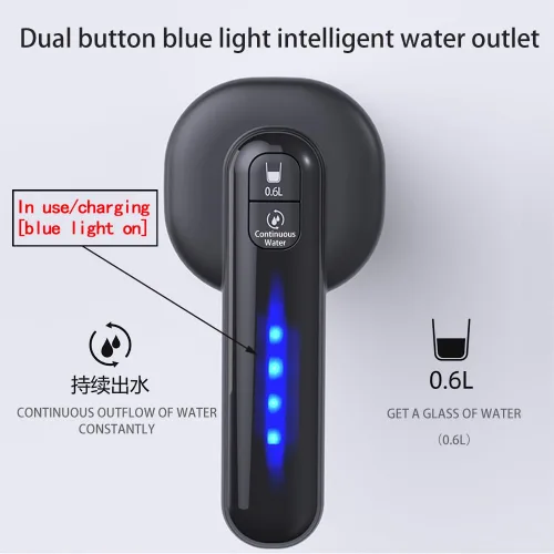 Vista 3 de Bomba automática de agua potable, carga USB, agua eléctrica portátil para 2-5 galones con 2 siliconas, dos bombas de agua integradas (negro)