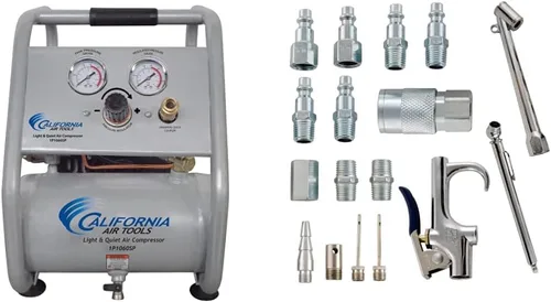CALIFORNIA AIR TOOLS CAT-1P1060SP GAL 56DB Kit de compresor de aire y accesorios, kit de inflado de compresor de 17 piezas, con pistola de soplado,