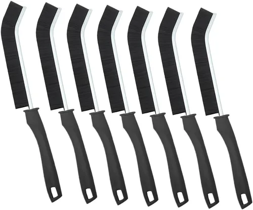 Vista 7 de Cepillos para hendiduras de cerdas duras, 4 cepillos de limpieza de huecos de baño, cepillo multifuncional de limpieza de ranura de mano, cepillo