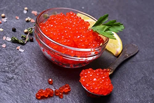 Vista 7 de Caviar Bazar - Salmon Caviar Chum Salmon Roe Keta Premium Ikura Bandeja de 22lbs 22 libras
