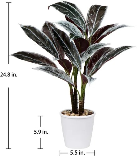 Vista 3 de Briful Planta artificial de Fruticosa de Cordyline de 24.8 pulgadas, plantas artificiales decorativas para interiores tropicales en maceta blanca