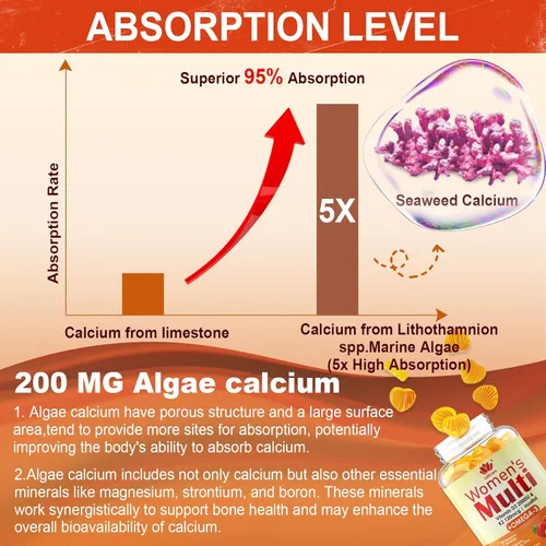 Vista 5 de Gomitas multivitamínicas para mujer con Omega 3 (DHA/EPA), vitamina D3 K2, calcio, inositol, complejo diario de vitamina A C E B, L-metilfolato