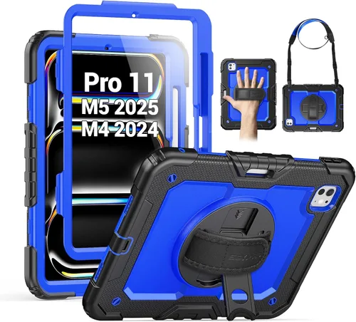 Vista 23 de SEYMAC para iPad Pro de 11 pulgadas Funda M5 2025/M4 2024, Funda Protectora Resistente a Prueba de Golpes con Protector de Pantalla, Soporte