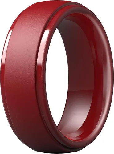 Vista 27 de ThunderFit Anillos de silicona para hombres, bandas de boda de goma con Pack A: Negro carbón