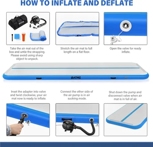 Vista 5 de IBATMS Colchoneta de Volteretas Aéreas Tumble Track, Colchoneta de Aire Inflable de Gimnasia de 4/8 pulgadas para Uso