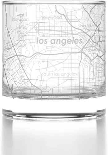 Vista 57 de Well Told Vaso de rocas grabado con mapa de Akron, Ohio, cristalería estilo antiguo (325ml, transparente) Vaso de bourbon grabado, regalos
