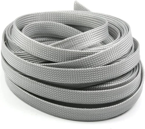 Vista 5 de Bettomshin 1 funda de organización de cables de 16.4 pies (16.4 ft), protector de cable gris PET de 1/4 pulgadas de ancho, tubo de telar de alambre