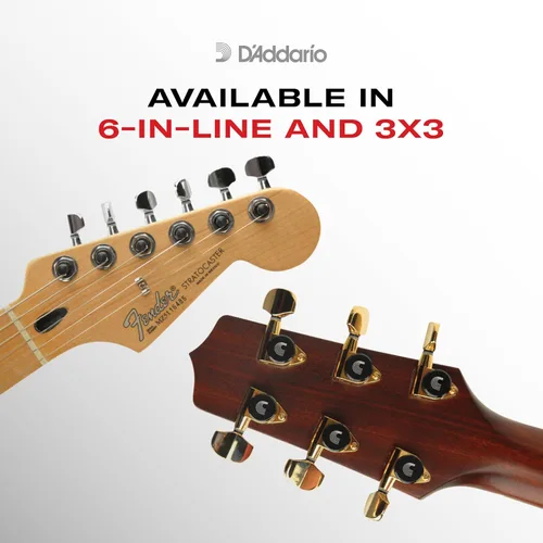 Vista 5 de D'Addario - Afinadores de ajuste automático - Afinadores de bloqueo para guitarras - Configuración 3+3, cromo