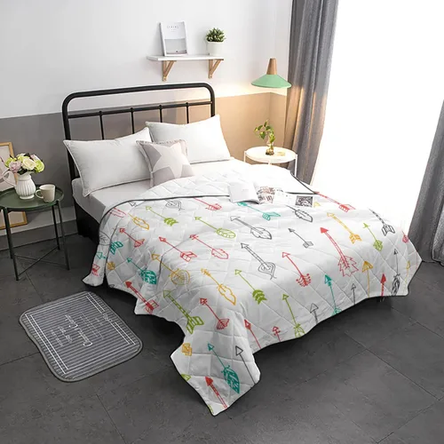Vista 3 de T&H XHome Colcha acolchada de lujo para cama Queen, delgada, suave, acogedora, pintada a mano, flechas de plumas reversibles, cosidas, para verano