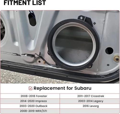 Vista 2 de RED WOLF Adaptador de altavoz de puerta delantera de 6.5 pulgadas para Subaru Forester Impreza Outback WRX/STI Install 6-1/2" Aftermarket Audio