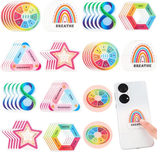 60 Piezas Calcomanías Sensoriales para Ansiedad, Calcomanías Texturizadas Reutilizables Adhesivas Fidget de Atención Plena Calcomanía Calmante para