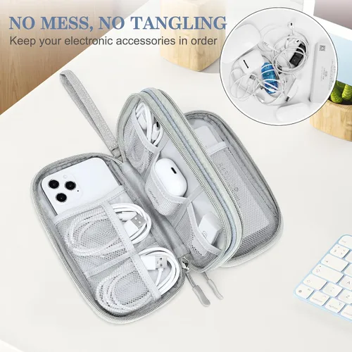 Vista 181 de FYY Organizador para accesorios electrónicos, para viajes, para cables, celular y cargadores, estuche portátil, impermeable, doble capa, bolsa