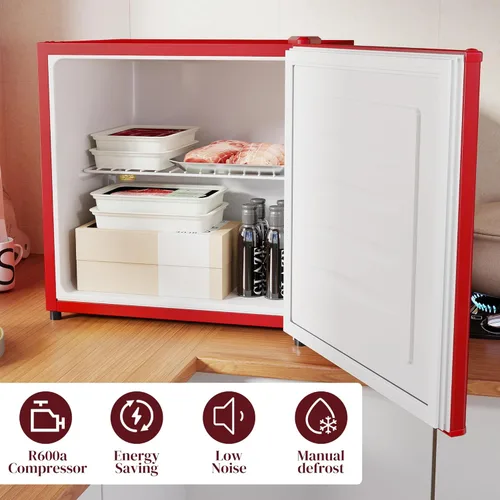 Vista 8 de HOMCOM Mini congelador, congelador vertical compacto de 1.1 pies cúbicos con estantes extraíbles, puerta reversible para el hogar, dormitorio