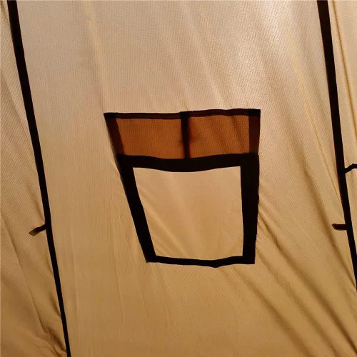Vista 6 de Tienda caliente ultraligera para 2 personas Tipi con estufa ignífuga Jack para tubos de combustión con 2 puertas, marrón y verde
