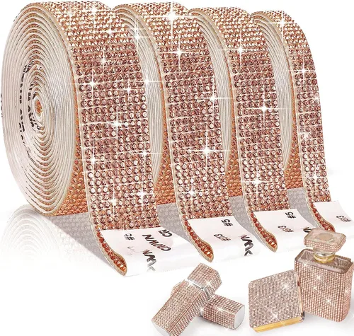 Vista 16 de 4 Rollos de Cinta Autoadhesiva de Diamantes de Imitación de Cristal, Cinta de Diamantes Bling con Adhesivos de 2 mm para Manualidades, Boda, AB