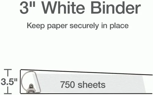 Vista 3 de Cardinal Carpeta de 3 anillas, carpeta XtraLife resistente de 3 pulgadas, anillos inclinados en D con bloqueo, cubierta y lomo resistentes a