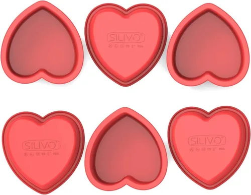 Vista 7 de Moldes de silicona en forma de corazón – Sartenes grandes antiadherentes de 11 pulgadas para pasteles y brownies
