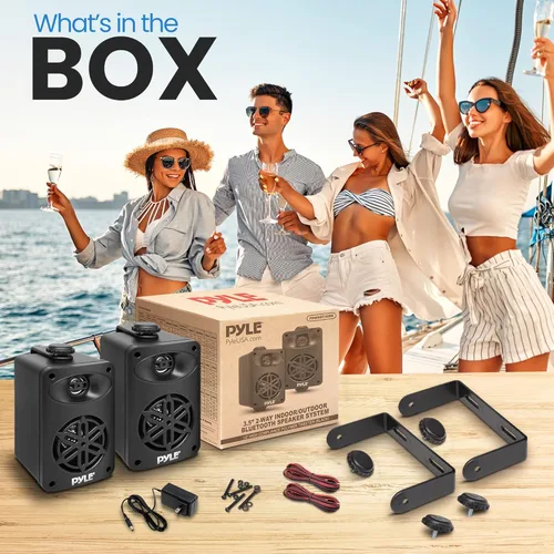 Vista 2 de Pyle Usa - Par de altavoces Bluetooth para interiores y exteriores, 200 W, doble impermeable, 3.5 pulgadas, sistema de altavoces de rango completo