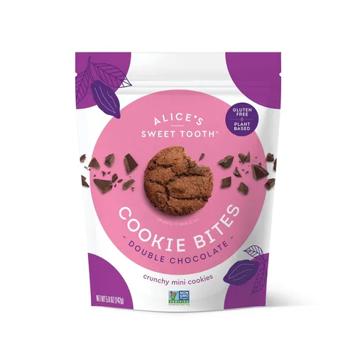 Vista 8 de Alice's Sweet Tooth Bocaditos de galletas con chispas de chocolate, sin gluten, veganas, crujientes, a base de plantas, sin lácteos, sin granos, sin