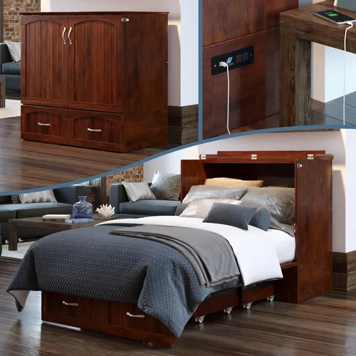 Vista 24 de AFI, Southampton Murphy - Cómoda de cama individual XL con colchón de 6 pulgadas, cajón de almacenamiento y cargador USB integrado, color gris