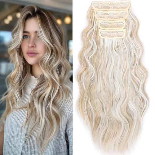 Vista 12 de Extensiones de cabello sintético con clip de 14 pulgadas, 4 piezas de cabello sintético natural suave y ondulado con clip, cabello rizado de 20 1b