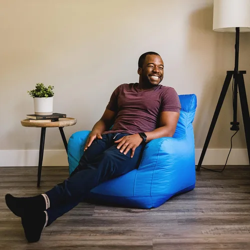 Vista 62 de Big Joe Roma Puf, Sherpa de avena y grafito, gamuza vegana, 3 pies