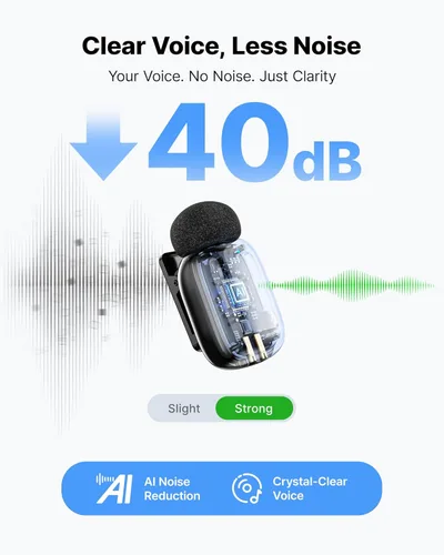 Vista 6 de BOYA Mini 2 Micrófono inalámbrico Lavalier para iPhone 15-17/Android, cancelación de ruido, control de aplicaciones, 48 kHz/24 bits, mini micrófono
