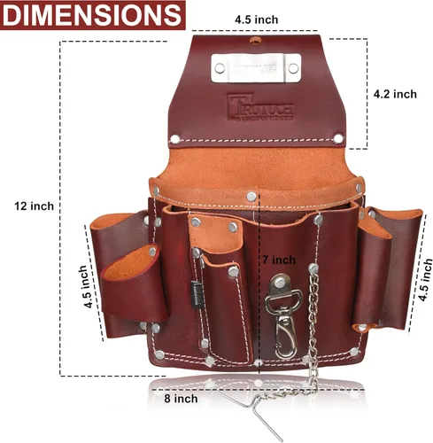 Vista 7 de Grain Leather Electrician Tool Pouch Carpenter Tool Pouch Electrician Pouch Electric Tool Bag Electrician Bag Leather Tool Belt