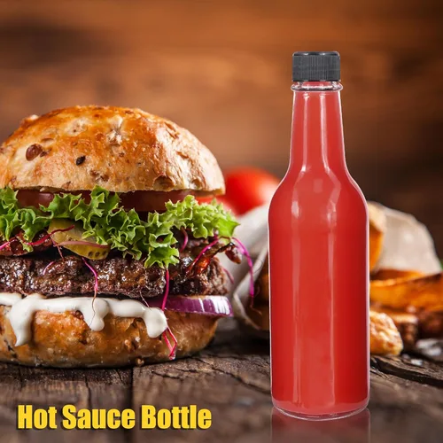 Vista 6 de Paquete de 12 botellas de vidrio para salsa picante de 8.5 onzas con tapas herméticas, botellas de vidrio vacías transparentes de 8.5 fl oz