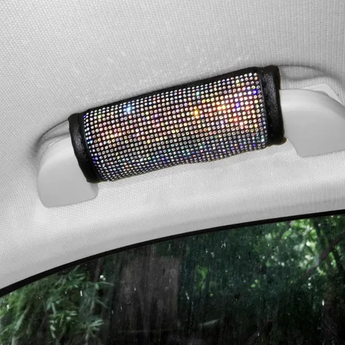 Vista 7 de 4 fundas para manija de puerta de automóvil con diamantes de imitación brillantes, accesorios de automóvil para mujer, ajuste universal (negro)
