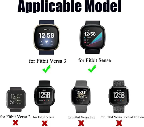 Vista 2 de Paquete de 8 bandas elásticas compatibles con Fitbit Versa 3 y Fitbit Versa 4, Fitbit Sense y Fitbit Sense 2, pulsera deportiva ajustable de nailon