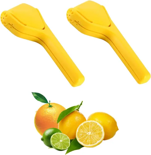 Exprimidor manual de limón, exprimidor de limón, exprimidor de cítricos, 2 paquetes amarillo, durabilidad y longevidad, fácil de usar y apto para