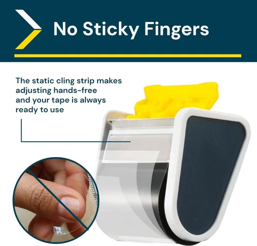 Vista 4 de Excell Dispensador de cinta de embalaje Safeguard con 1 rollo de cinta transparente, pistola de cinta de 2 pulgadas de ancho con tecnología Pushflap