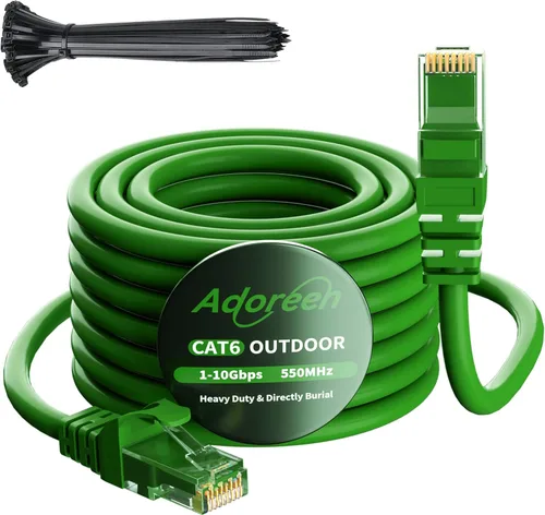 Vista 11 de Adoreen - Cable Ethernet Cat6 para exterior, resistente al agua y entierro directo, resistente al agua, RJ45 LAN Cable éter UTP, red de alta