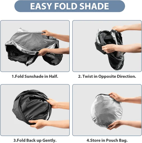 Vista 4 de Parasol para parabrisas con bolsillo de almacenamiento para SUV, protector solar duradero de poliéster 190T para ventana delantera, accesorios