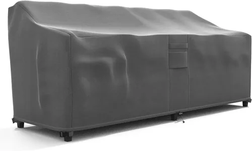 Vista 9 de Funda de sofá para exteriores, funda impermeable para muebles de patio, funda de sofá biplaza de 48 x 32.5 x 31 pulgadas, color gris