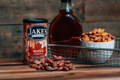 Vista 3 de Jake's Nut Roasters - Paquete variado de almendras dulces y saladas (paquete de 4) Almendras sazonadas tostadas secas enteras - Incluye sabores