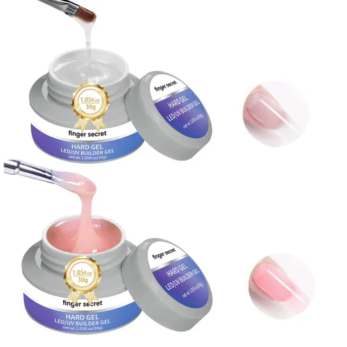 Vista 4 de Gel constructor de uñas de gel duro para uñas de larga duración, transparente, 3D, kit de construcción de uñas, 1 onza (transparente, 1 oz)