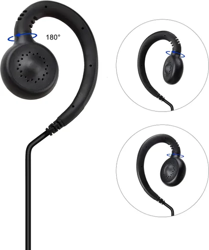 Vista 6 de UAYESOK Auricular de 0.138 in para recibir/escuchar solamente, micrófono con altavoz de seguridad de policía en forma de C con conectores de audio