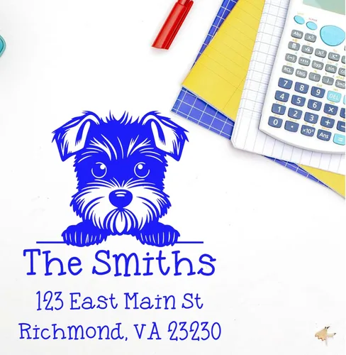 Vista 175 de Sello de alta calidad para cachorros Airedale Terrier – Sello de dirección personalizado – Ideal para los amantes de los perros – Elección de 5