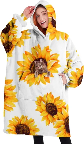 Vista 23 de Wearable Oversized Blanket,Sherpa Blanket Hoodie with Super Pockets,Super Warm Fuzzy Pullover for Women & Men