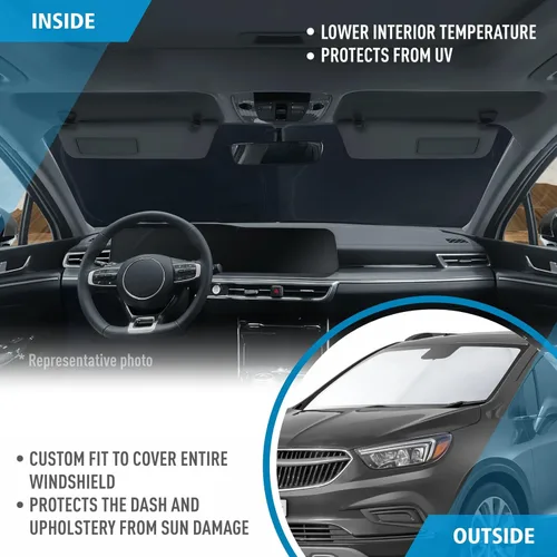 Vista 5 de Clim Art - Parasol para parabrisas de Buick Encore 2013-2023, plegable, personalizado, protector solar para vehículo, cubierta para parabrisas