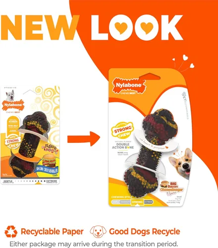 Vista 8 de Nylabone Flavor Frenzy Juguete para morder para perros con sabor a hamburguesa con queso y tocino, S