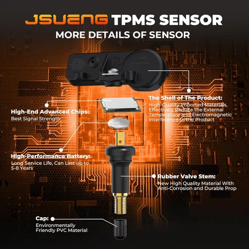 Vista 3 de Jsueng Sensor de monitoreo de presión de neumáticos TPMS preprogramado, 4 piezas, compatible con el modelo Subaru, Legacy Outback, Crosstrek