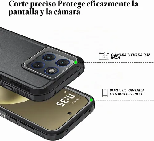 Vista 3 de Qinmay Funda para teléfono Motorola Moto Edge 5G 2026, color negro y gris NegroGris