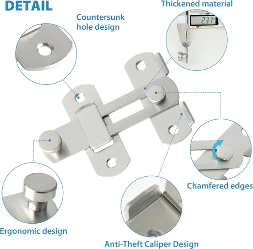 Vista 4 de Alise Pestillos de puerta abatible de 4 pulgadas, cerradura de puerta de seguridad para valla de madera de granero, puertas francesas correderas