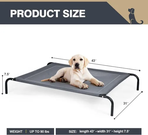 Vista 6 de Cama elevada para perros grandes, cama elevada para mascotas para interiores y exteriores, cuna refrescante portátil para cachorros con malla