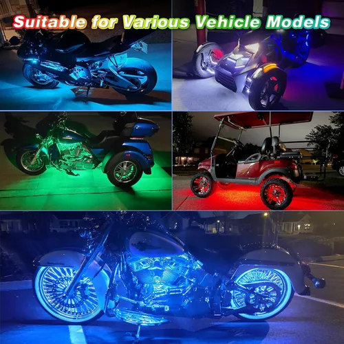Vista 5 de 8 piezas de kit de luces LED para motocicleta Chasing Dreamcolor con/APP/control remoto RF, señal de giro y freno, tira de luces LED subterráneas