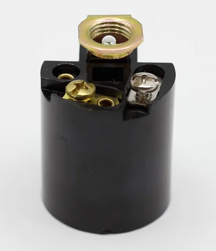 Vista 4 de Creative Hobbies® ELT5561A Fenólico (Bakelita) Base mediana E26 Enchufe de fijación, para bombillas incandescentes, una pieza sin llave con Hickey