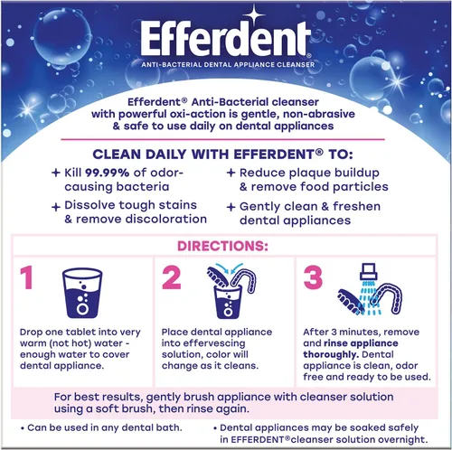 Vista 8 de Efferdent - Tabletas de limpieza dental, completamente limpio, 102 tabletas